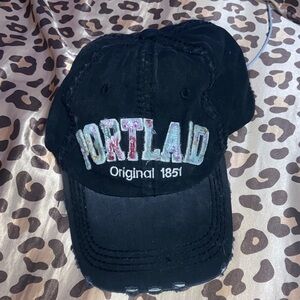 black portland baseball hat